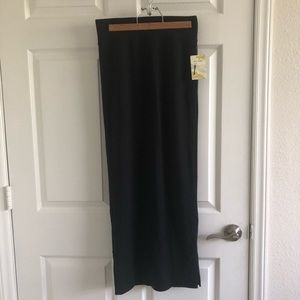 NWT Free People Long Black Jersey Slim Skirt XS
